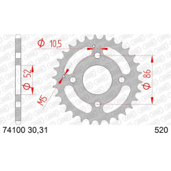 Corona AFAM acero estándar 74100 - Paso 520 2