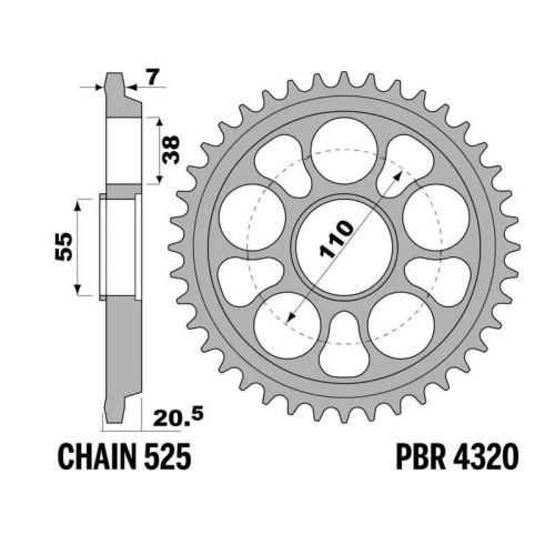 Kit cadena EK/PBR 525SRX2 15/41 - corona Ergal Duro
