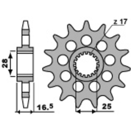 Kit cadena EK/PBR 525SRX2 16/38 - corona estándar