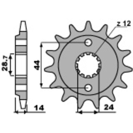 Kit cadena EK/PBR 525SRX2 16/46 - corona estándar