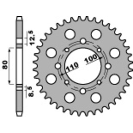 Kit cadena EK/PBR 630SRO 15/38 - corona estándar