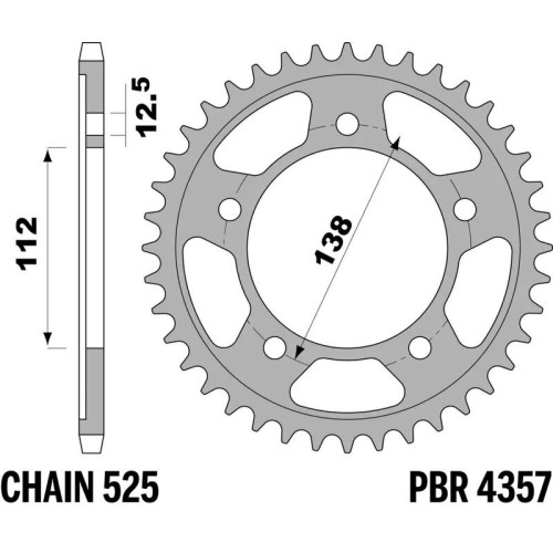 Kit cadena EK/PBR 525SRX2 16/42 - corona estándar