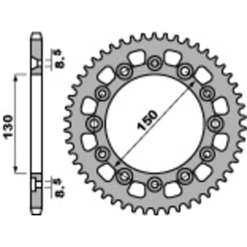 Kit cadena EK/PBR 520SRX2 13/41 - corona estándar
