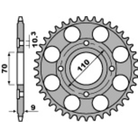 Kit cadena EK/PBR 520SRX2 16/36 - corona estándar