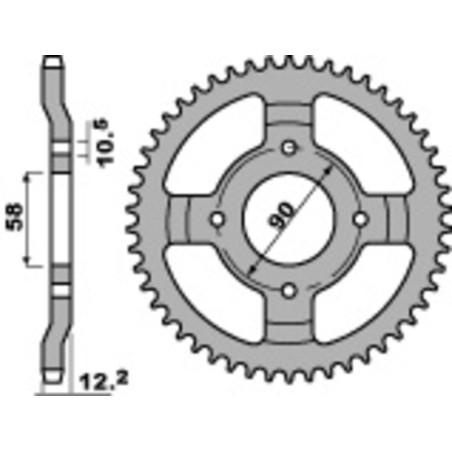 Kit cadena EK/PBR 428DEH 16/50 - corona estándar
