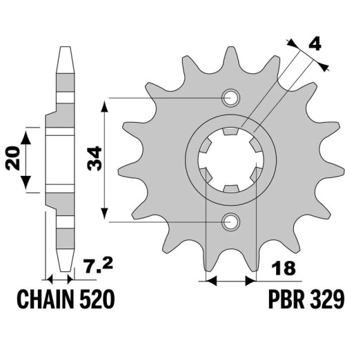Kit cadena EK/PBR 520SRX2 13/42 - corona estándar