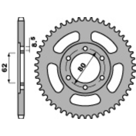 Kit cadena EK/PBR 428DEH 14/50 - corona estándar