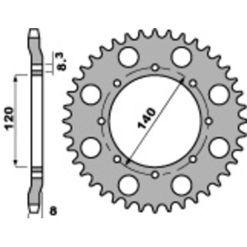 Kit cadena EK/PBR 520SRX2 15/43 - corona estándar