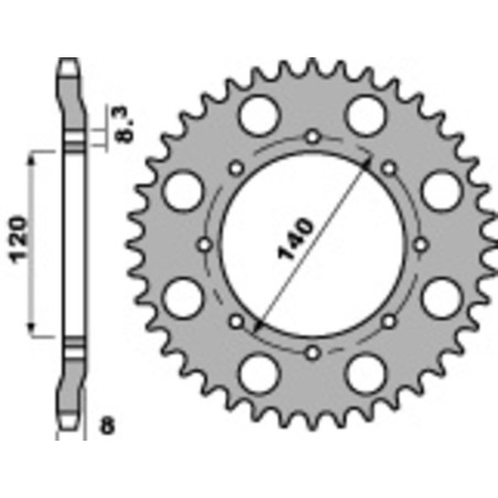 Kit cadena EK/PBR 520SRX2 15/43 - corona estándar