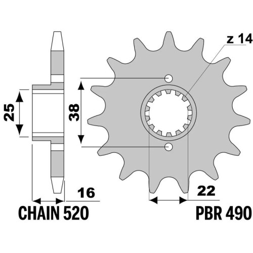 Kit cadena EK/PBR 520SRX2 15/46 - corona estándar