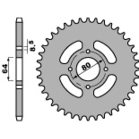 Kit cadena EK/PBR 428DEH 14/45 - corona estándar