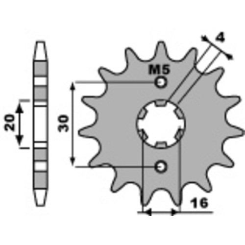 Kit cadena EK/PBR 428DEH 14/43 - corona estándar