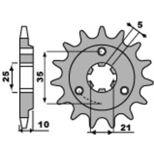 Kit cadena EK/PBR 525SRX2 15/43 - corona estándar