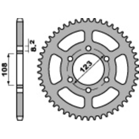 Kit cadena EK/PBR 428DEH 14/49 - corona estándar