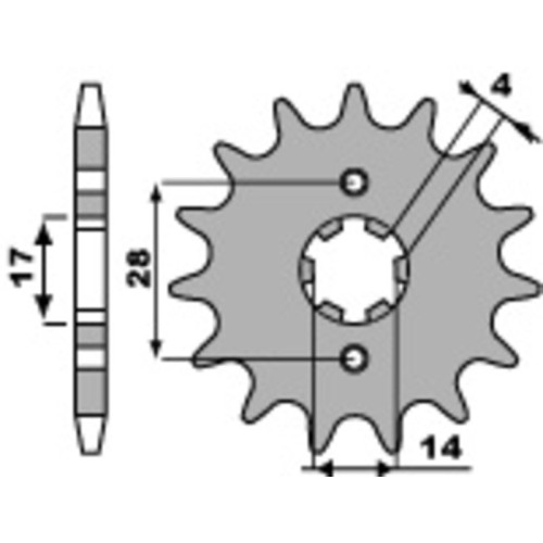 Kit cadena EK/PBR 428DEH 14/49 - corona estándar