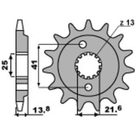 Kit cadena EK/PBR 525SRX2 15/47 - corona estándar