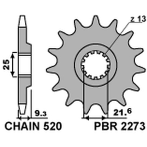 Kit cadena EK/PBR 520SRX2 14/42 - corona estándar