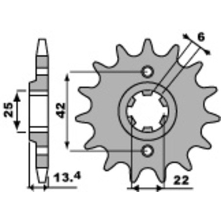 Kit cadena EK/PBR 525SRX2 16/36 - corona estándar