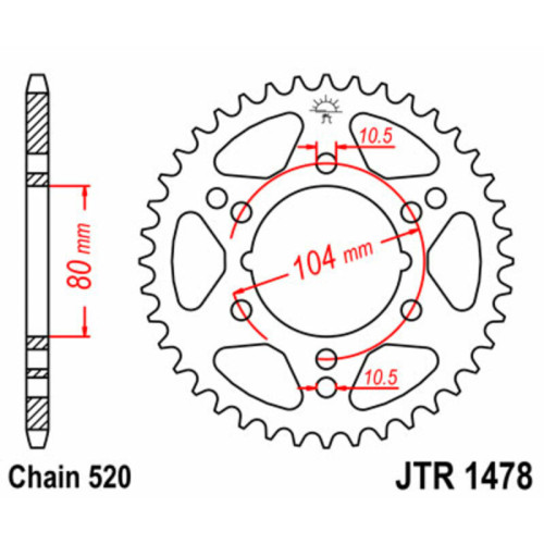 Corona JT SPROCKETS acero estándar 1478 - 520