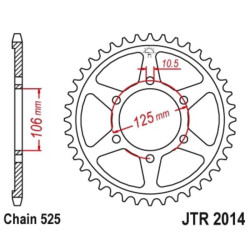 Corona JT SPROCKETS acero estándar 2014 - Paso 525