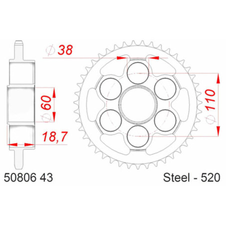 Kit de cadena AFAM 520XHR2 14/45 Super-Reforzado - corona standard