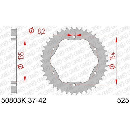 Kit de cadena AFAM 525XHR3 15/42 Super-Reforzado - corona Standard sin portacoronas Ducati