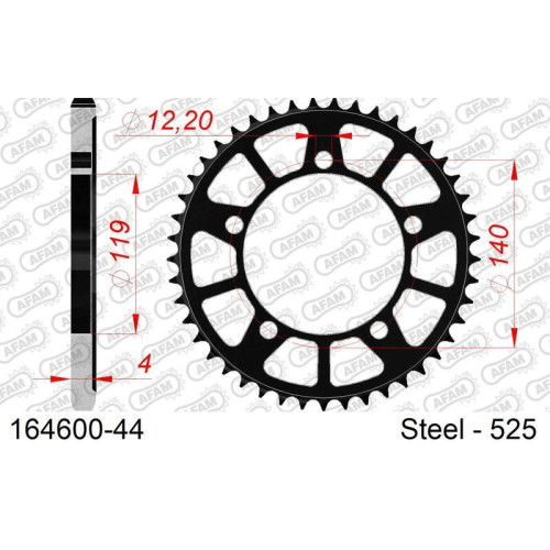 Kit de cadena AFAM 525XHR3 17/45 Standard - corona standard