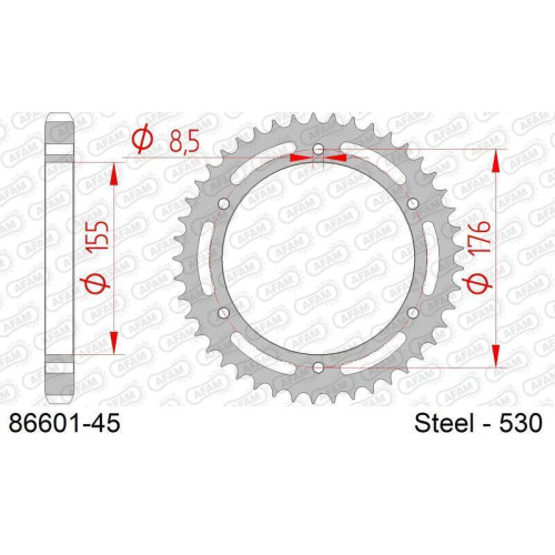 Kit de cadena AFAM 530XHR2 17/44 Super-Reforzado - corona standard