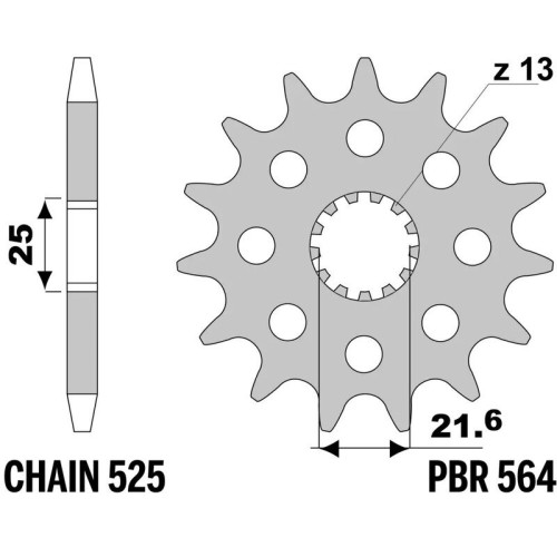 Kit cadena EK/PBR 525SRX2 15/48 - corona estándar