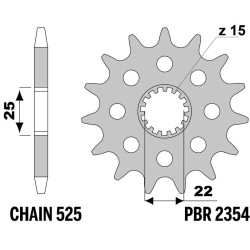 Kit cadena EK/PBR 525SRX2 15/38 - corona estándar 2