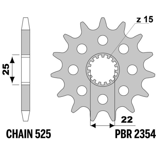 Kit cadena EK/PBR 525SRX2 15/38 - corona estándar