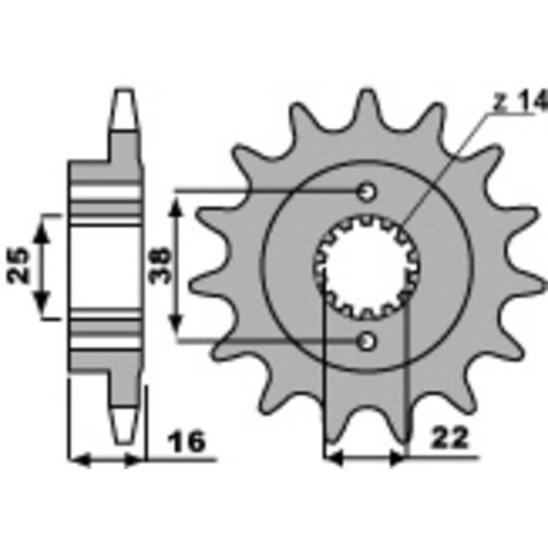Kit cadena EK/PBR 520SRX2 14/43 - corona estándar