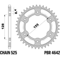 Kit cadena EK/PBR 525ZVX3 17/38 - corona acero C45 revenido 2