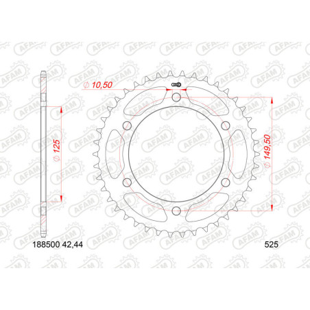 Kit de cadena AFAM 525XMR3 16/46 Super-Reforzado - corona Standard