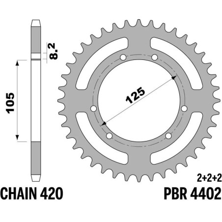 Kit cadena EK/PBR 420SR 13/53 - corona estándar