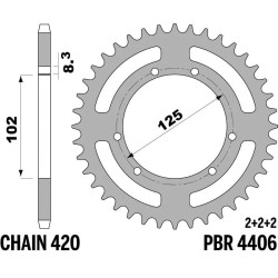 Kit cadena EK/PBR 420SR 11/53 - corona estándar 2