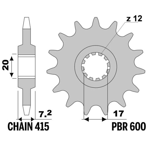 Kit cadena EK/PBR 428SR 11/62 - corona estándar