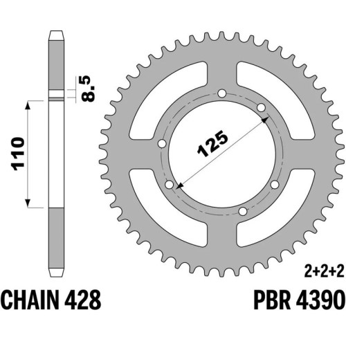 Kit cadena EK/PBR 420SR 12/60 - corona estándar
