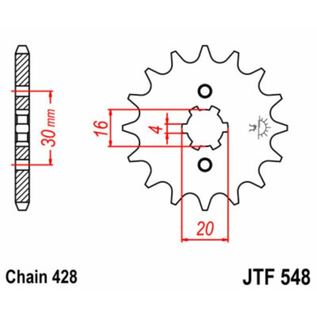 Kit de cadena EK/JT 428ZVX 14/48 - corona Standard