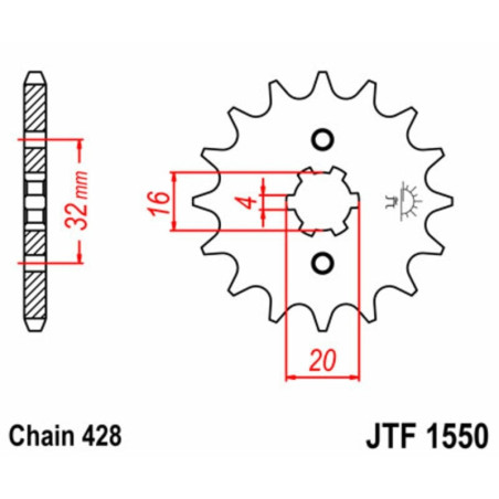 Kit de cadena EK/JT 428ZVX 14/48 - corona Standard