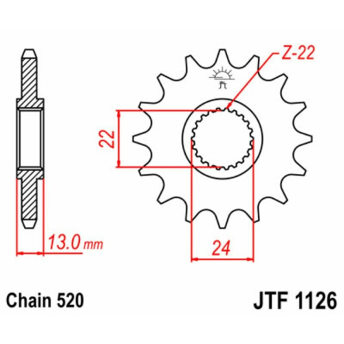 Kit de cadena EK/JT 520SRX2 16/49 - corona Standard