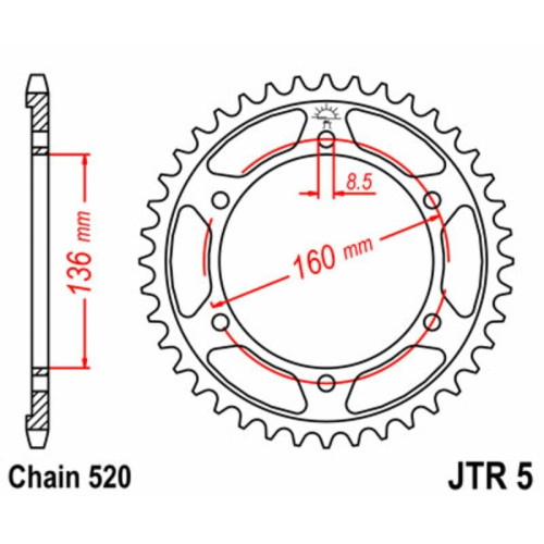 Kit de cadena EK/JT 520SRX2 16/47 - corona Standard