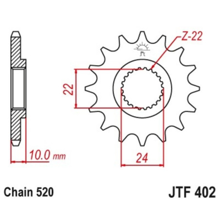 Kit de cadena EK/JT 520SRX2 16/47 - corona Standard