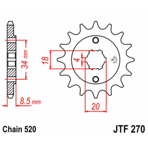 Kit de cadena EK/JT 520SRX2 14/40 - corona Standard