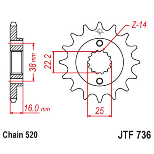 Kit de cadena EK/JT 520SRX2 15/48 - corona Standard