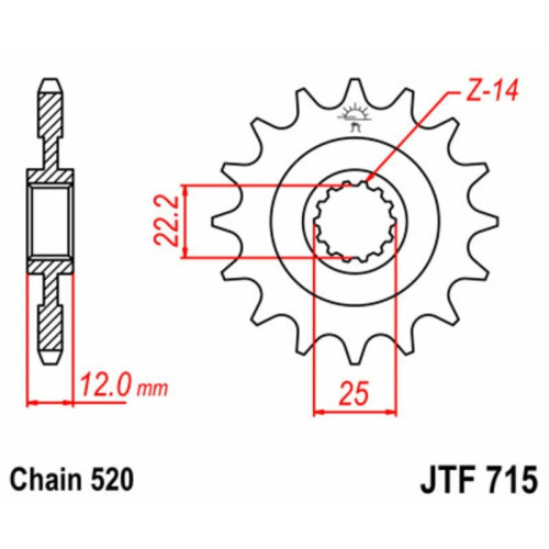 Kit de cadena EK/JT 520SRX2 13/48 - corona Standard