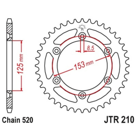 Kit de cadena EK/JT 520SRX2 13/48 - corona Standard
