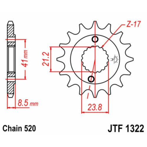 Kit de cadena EK/JT 520SRX2 15/38 - corona Standard