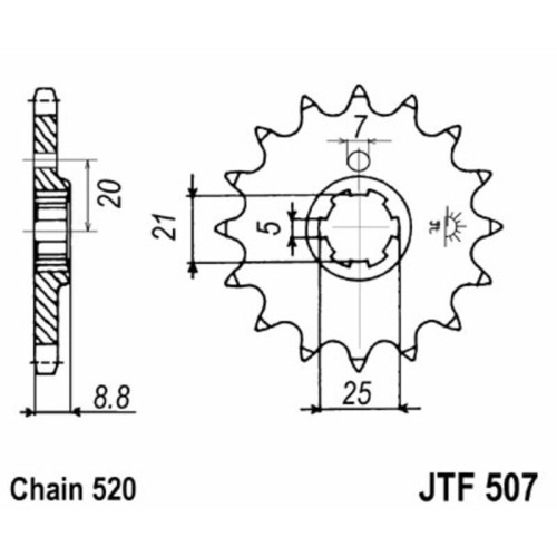 Kit de cadena EK/JT 520SRX2 15/48 - corona Standard