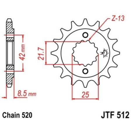 Kit de cadena EK/JT 520SRX2 16/41 - corona Standard